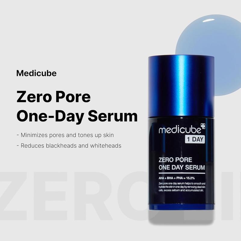 Medicube Zero Pore One-Day Serum 1.01 Fl.Oz - Overnight Resurfacing Serum with Pore Tightening Complex - 15.2% AHA+BHA+PHA & 2% Niacinamide - 10.8% Reduction in Pore Appearance after One Day of Use No brand