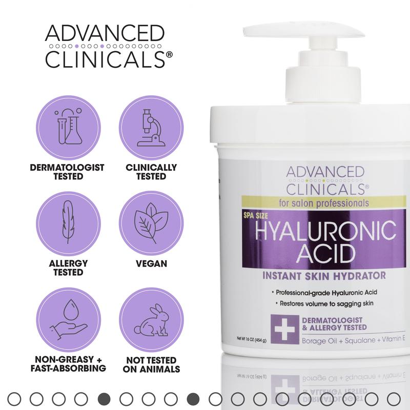 Advanced Clinicals Hyaluronic Acid Hydrating Body Cream 16 Fl Oz