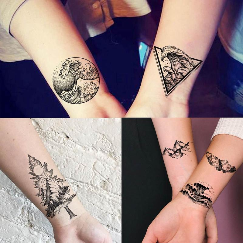 Mountain Series Pattern Temporary Tattoo Sticker, 52pcs set Vintage Fake Tattoo Sticker, Body Art Decoration for Men & Women