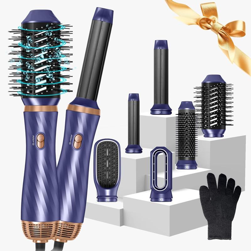 OKWRAP 6 in One Hot Air Brush, Comfort 1000W Powerful Negative Ionic Air Curler Hair Styler Set,Thanksgiving Day & Christmas & Fall Gifts