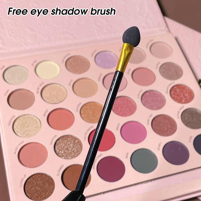 Matte & Glitter Eyeshadow Palette with Brush, 30 Color Eyeshadow Palette, Long Lasting Shimmering Eye Shadow Makeup Product