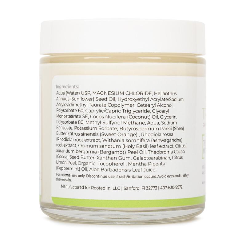 Rooted In Magnesium | Tranquility Cream Calm, Energy & Focus | High Concentration Magnesium Chloride | Ashwagandha | No Foggy Head |  Calm Cream Magnesium Oil Magnesium Lotion for Kids Magnesium Body Care Moisturizer Hydrating Comfort Relief Cream