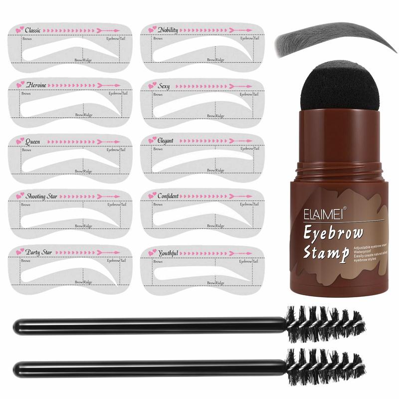 Eyebrow Stamp with Eyebrow Brush & Eyebrow Stencil Kit (13pcs set), Waterproof Eyebrow Stamp Powder, Eye Brow Makeup Tool Kit for Women and Girls