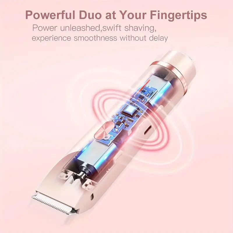 2 in 1 Electric Shaver, 1 Count Portable Rechargeable Wet & Dry Use Hair Removal Tool, Safety Hair Removal Tool for Women