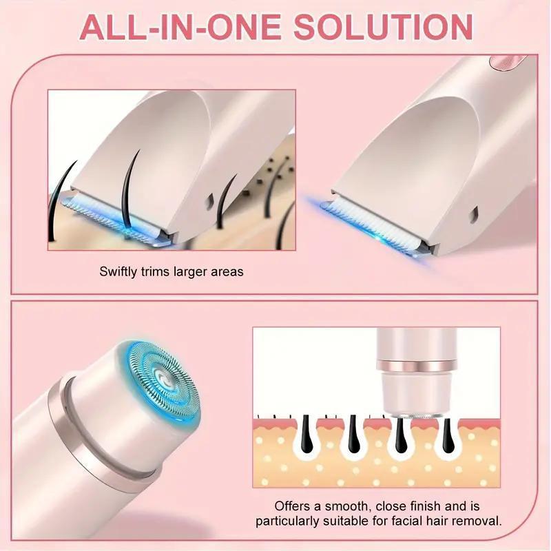 2 in 1 Electric Shaver, 1 Count Portable Rechargeable Wet & Dry Use Hair Removal Tool, Safety Hair Removal Tool for Women