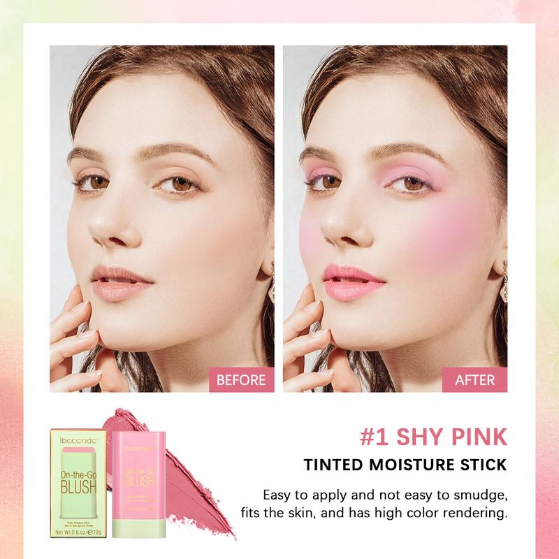 3-color Vitality Smooth Blush Makeup Blush Stick, Cream Blush Stick, Tinted Solid Moisturizer Stick for Cheek & Eyes & Lips, Waterproof Natural Nude Makeup, Suitable for All Skin Blend Contour