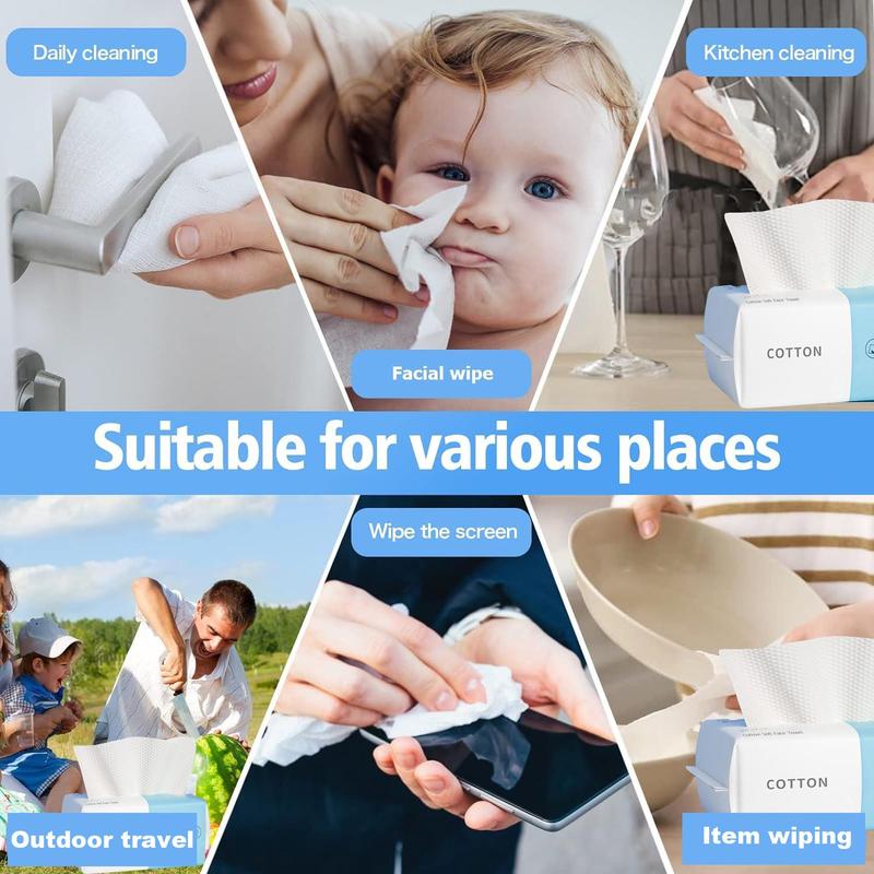 Disposable Face Towel, 1 2 4 Packs Soft Cotton Facial Dry Wipes, Multi-purpose Facial Cleansing Towel for Skin Care, Makeup Remover, Perfect for Home Outdoor Travel