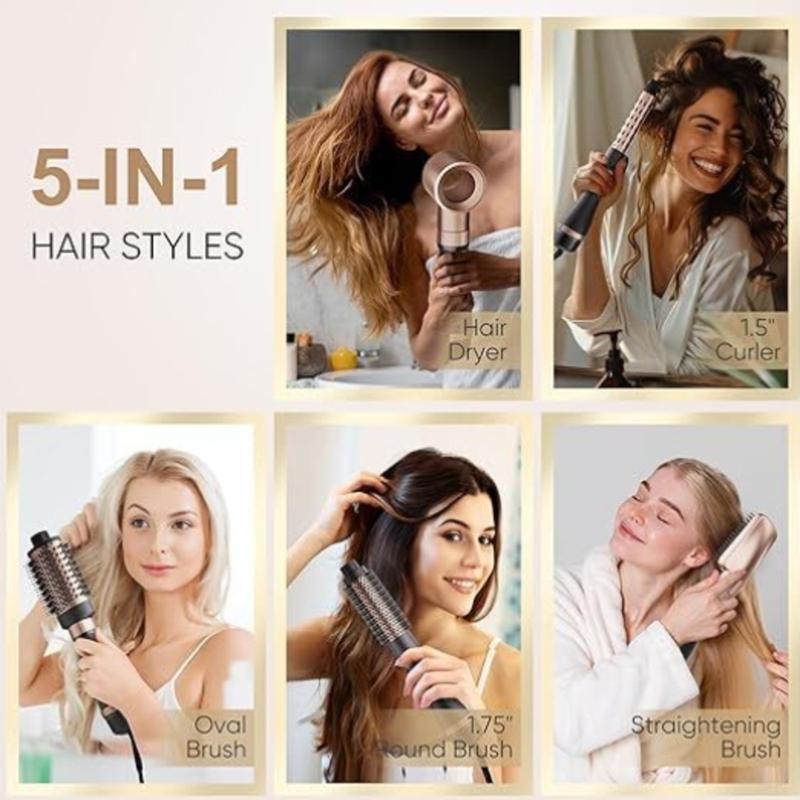 5-in-1 Multifunctional Hair Styling Tool - Comb, Hair Dryer, Curling Wand, Straightening Brush, and More - Ultimate Beauty Essential for All Hair Types