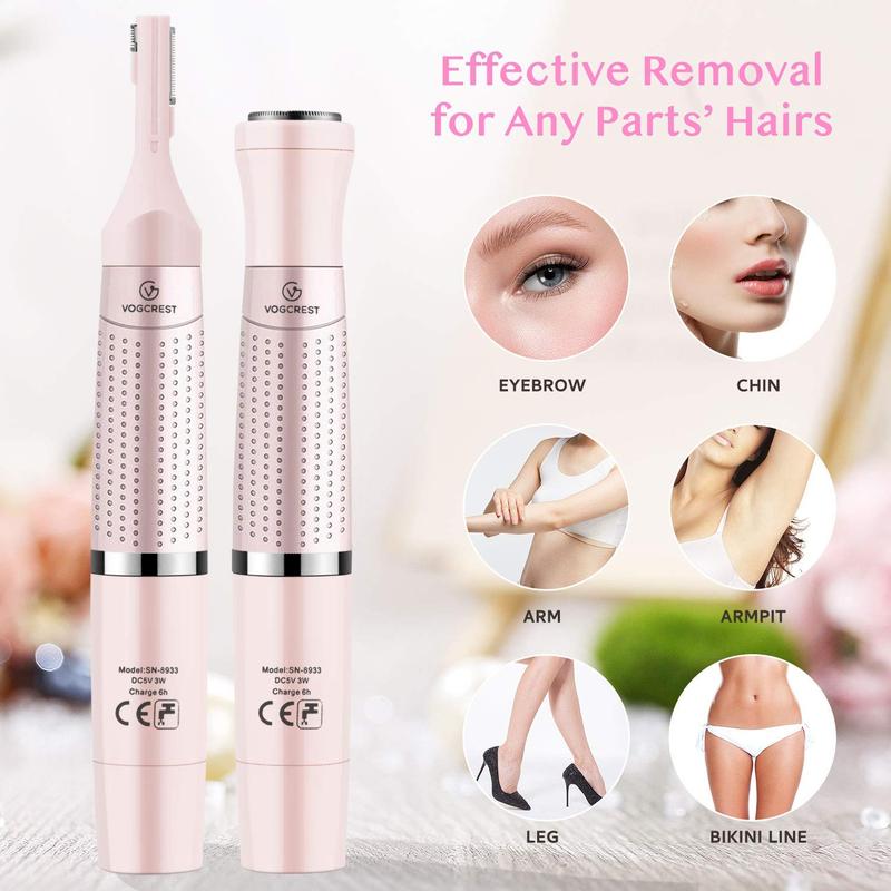 Women's Eyebrow Trimmer & Facial Hair Remover 2 in 1 Double Rotating Blades Painless,Hypoallergenic,Rechargeable,USB Charging Stainless Steel Comfort