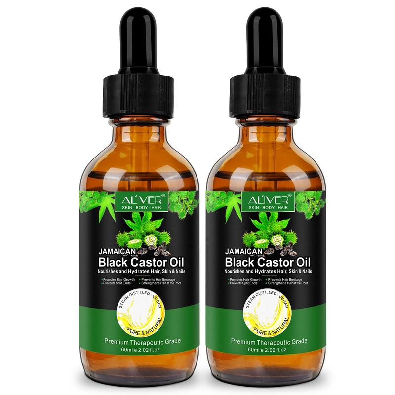 Set of 2-Aliver Jamaican Black Castor Oil (60ml), To Use directly on Skin and Hair Haircare Comfort