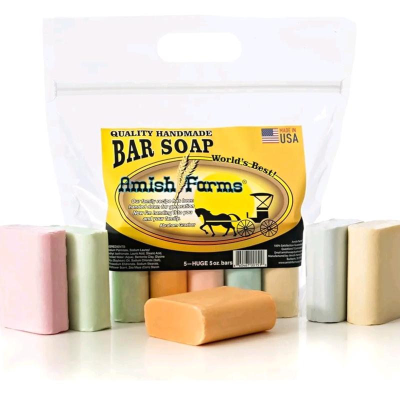 Amish Farms Soap- All Natural Bentonite Clay | Vegan Moisturizing for Sensitive Skin | Women & Mens Face & Body Bar Bath Soap | Clean Scent (5 Bars)