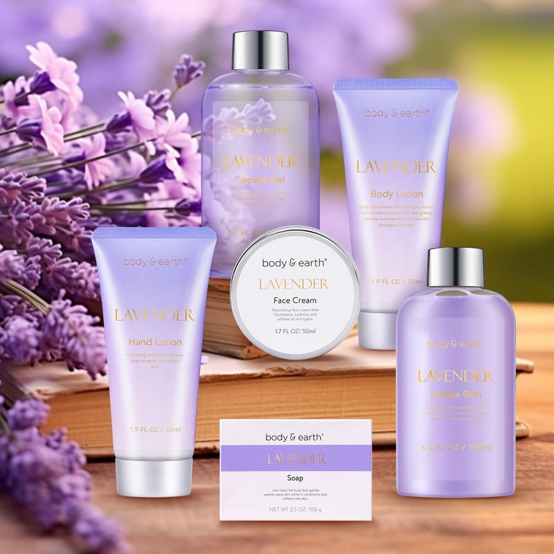 Lavender Self Care Bundles, Bath Shower Gift Set, Bubble Bath, Shower Gel, Body Lotion, Soap, Hand Lotion, Face Cream, Girlfriend Gift Sets, Bath and Body Christmas Gift Kits