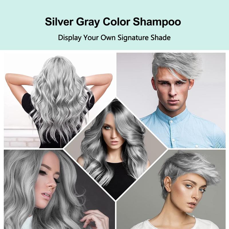 3-in-1 Silver Gray Hair Dye Shampoo, Instant Color for Men and Women, Long-Lasting and Natural.