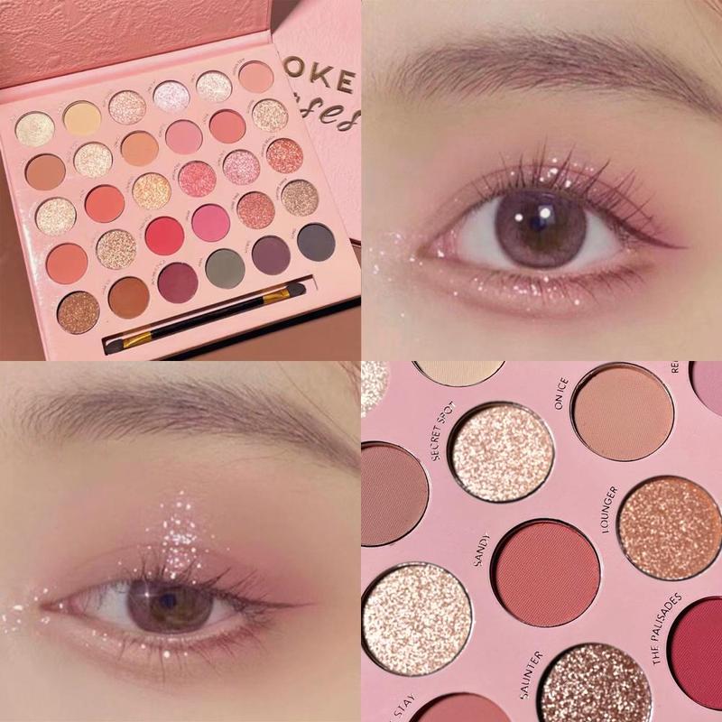 Matte & Glitter Eyeshadow Palette with Brush, 30 Color Eyeshadow Palette, Long Lasting Shimmering Eye Shadow Makeup Product