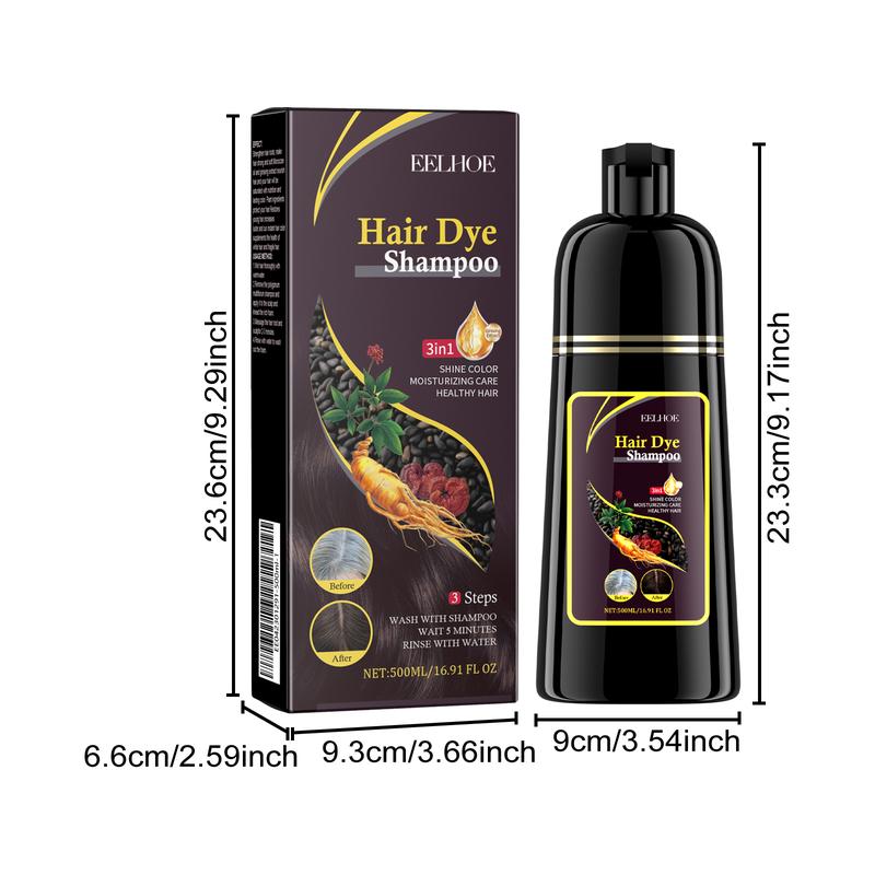 EELHOE brown Hair Dye Shampoo 3 in 1 for Women & Men 100% Gray Hair Coverage - Herbal Ingredients -Champu Con Tinte Para Canas Haircare Bowl Color Ginseng