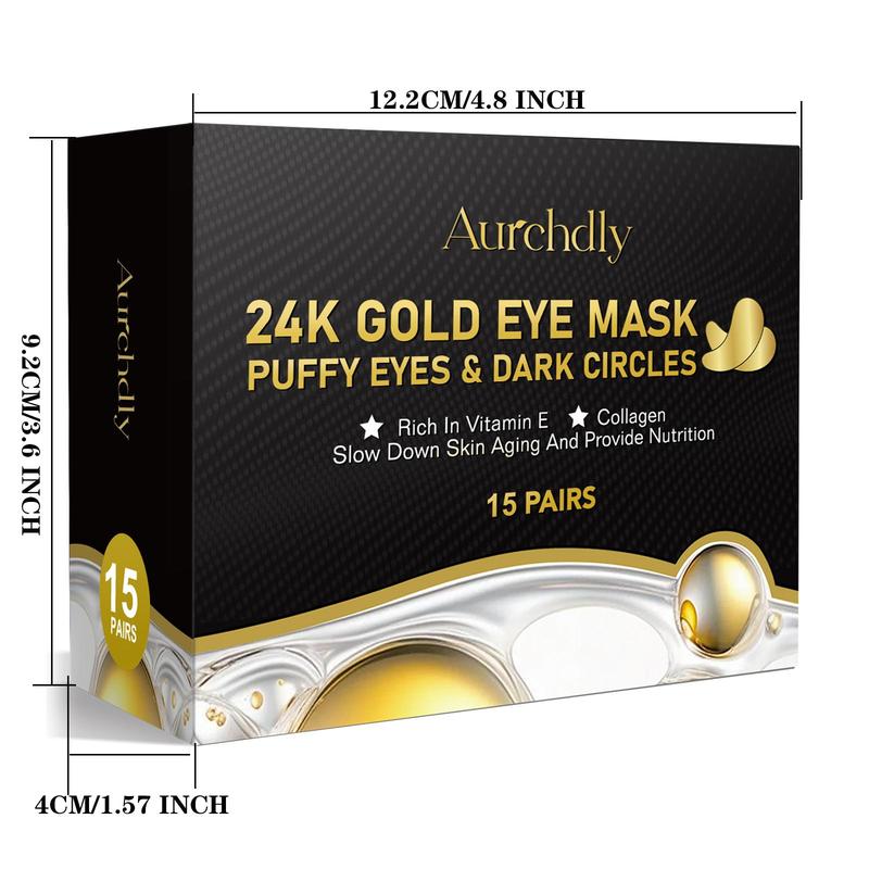 24k Gold Eye Mask, 15 30 Pairs Deeply Moisturizing Eye Masks, Hydrating Eye Care Mask, Eye Skin Care Product for Men & Women