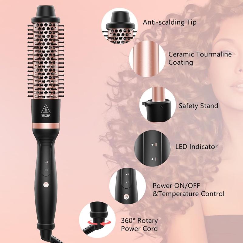 Curling Iron Set,  5 in 1 Curling Wand Set with Thermal Brush&4 Interchangeable Ceramic Curling Wand(0.35-1.25), 2 Temps Instantly Heating  Wand Curler