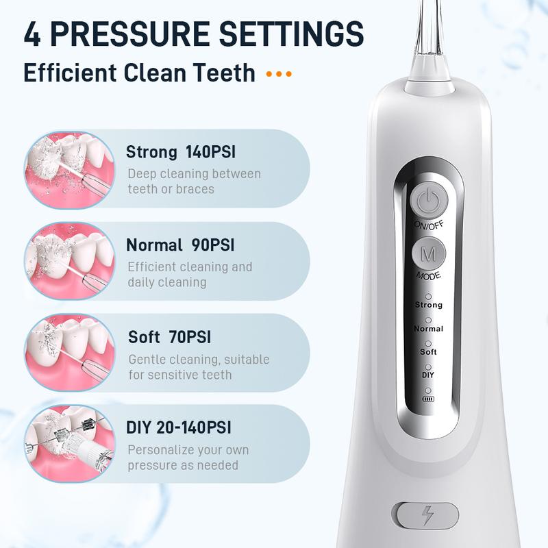 VUFVOID Water Flosser Teeth Picks, Cordless Portable Oral Irrigator, Powerful and Rechargeable, Brace Friendly, Breath Refreshing, IPX7 Waterproof, Family Pack Teeth Cleaning