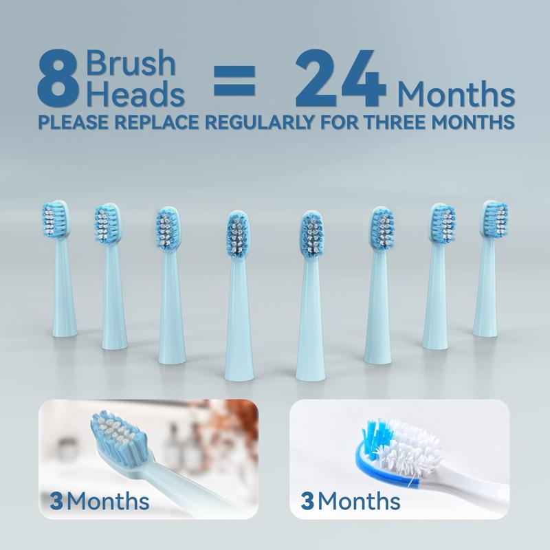 Sonic Electric Toothbrush - High Power Rechargeable Toothbrush with 8 Brush Heads, 5 Adjustable Modes, Built-in 2 Minute Smart Timer (Blue)