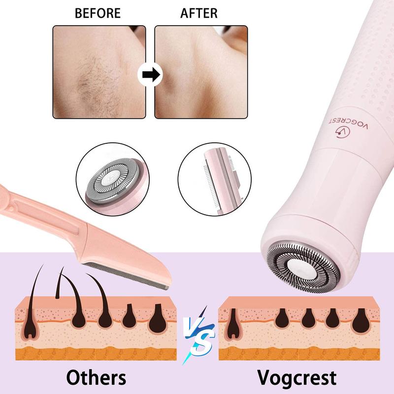 Women's Eyebrow Trimmer & Facial Hair Remover 2 in 1 Double Rotating Blades Painless,Hypoallergenic,Rechargeable,USB Charging Stainless Steel Comfort