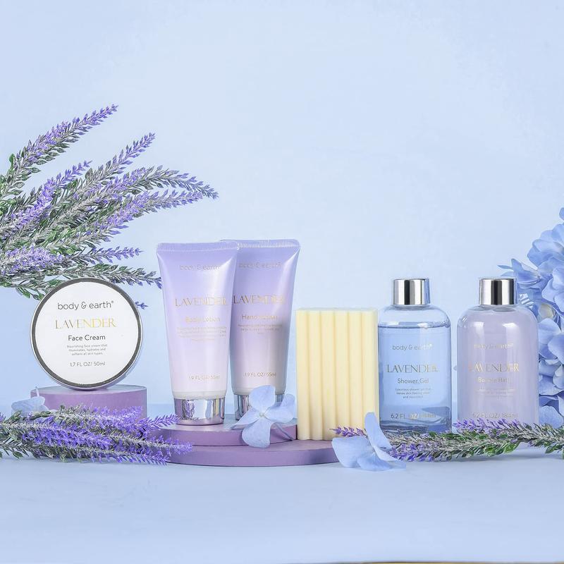 Lavender Self Care Bundles, Bath Shower Gift Set, Bubble Bath, Shower Gel, Body Lotion, Soap, Hand Lotion, Face Cream, Girlfriend Gift Sets, Bath and Body Christmas Gift Kits