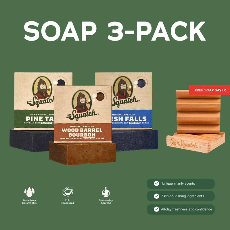 3-Pack of Dr. Squatch Natural Soap Best Sellers (w  FREE Gift!)