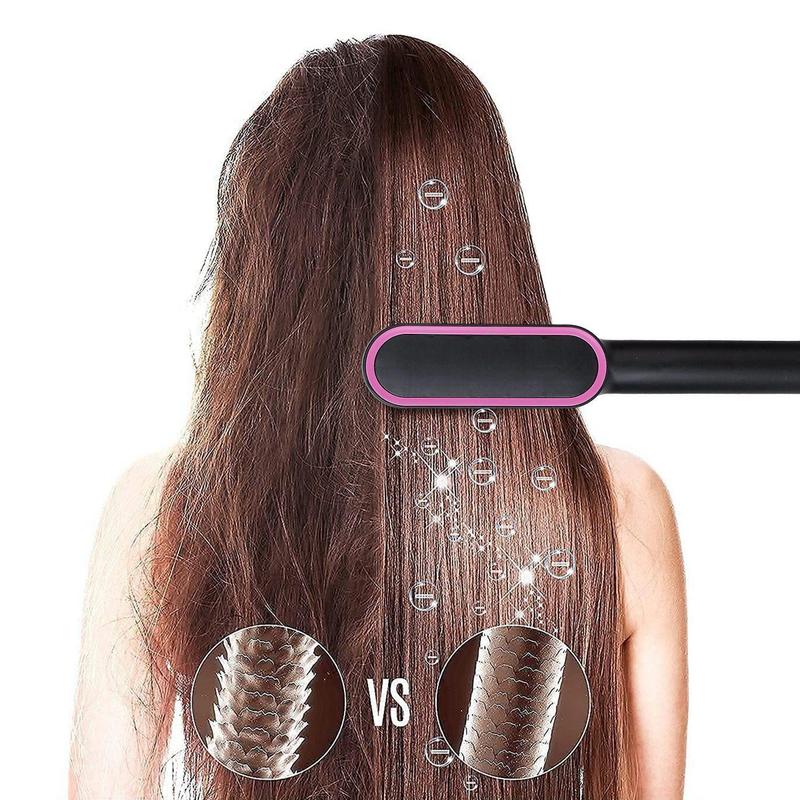 Negative Ionic Hair Straightener Brush for Women with 6 Temperature Settings, 30s Fast Heat, Anti-Scald Design, Good for Different Types of Hair, auto Shuts Off