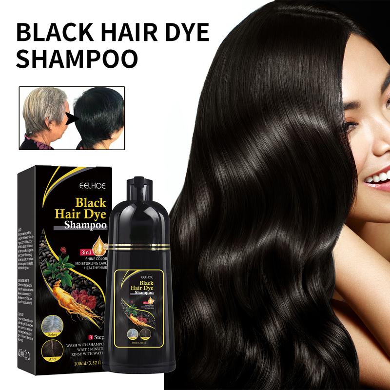 EELHOE brown Hair Dye Shampoo 3 in 1 for Women & Men 100% Gray Hair Coverage - Herbal Ingredients -Champu Con Tinte Para Canas Haircare Bowl Color Ginseng