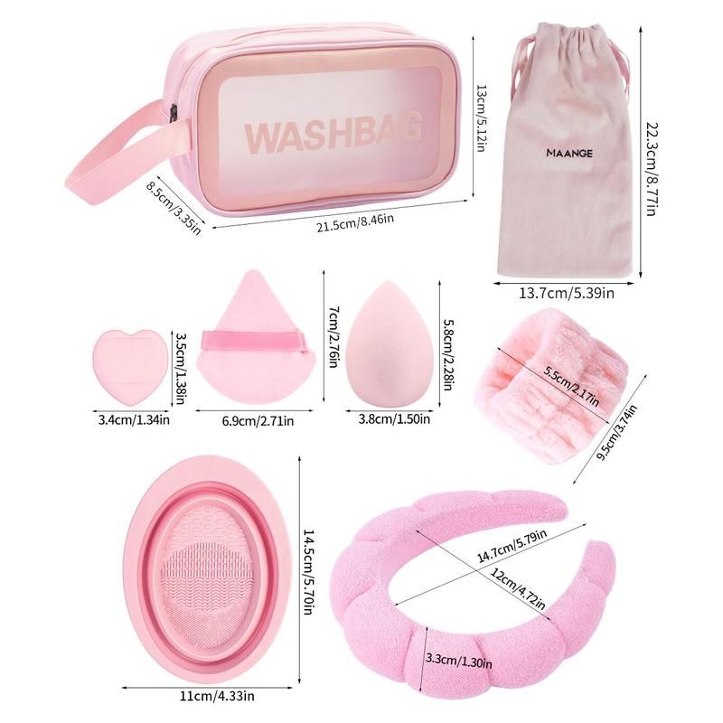 Makeup Tool Set, 35pcs set Makeup Brush & Makeup Bag & Sponge & Powder Puffs & Brush Cleaning Bowl & Wristband & Hairband, Professional Makeup Tools for Women