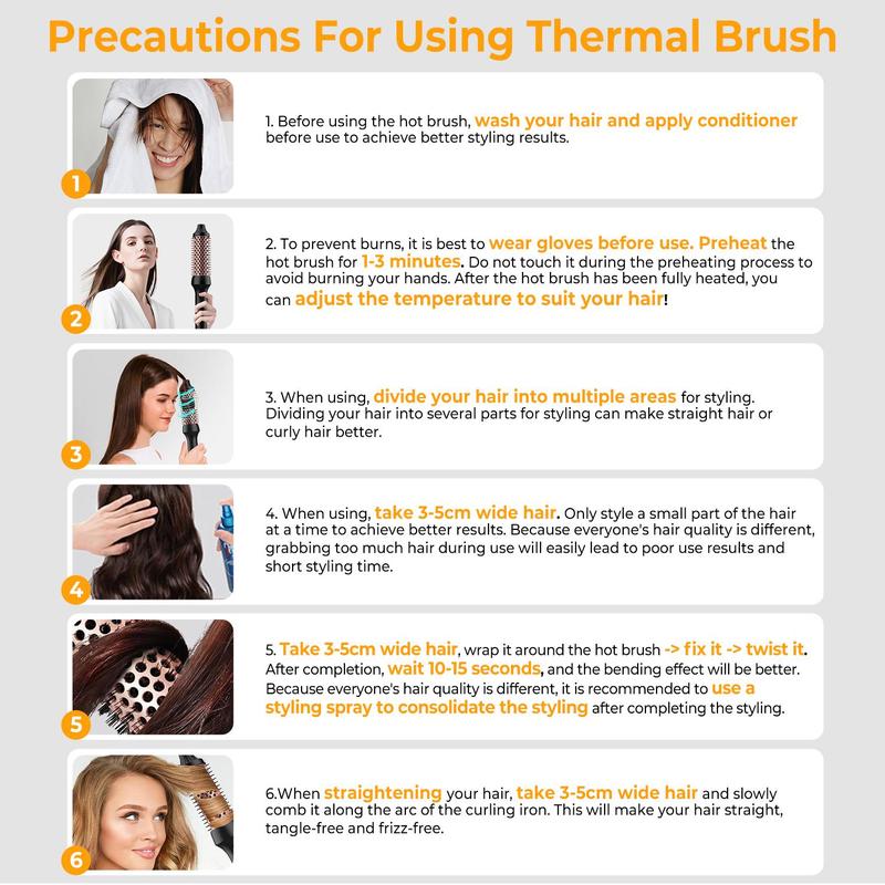 Electric Hair Curler, 1 Count PTC Heating Round Brush Ceramic Ionic Hot Brush, Hair Styling Tool for Home & Salon Use