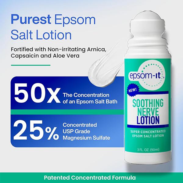 Epsom-It Soothing Nerve Lotion - Epsom Salt Magnesium Lotion & Topical Magnesium Cream with Capsaicin & Arnica for Sore Muscles & Better Sleep, 3oz