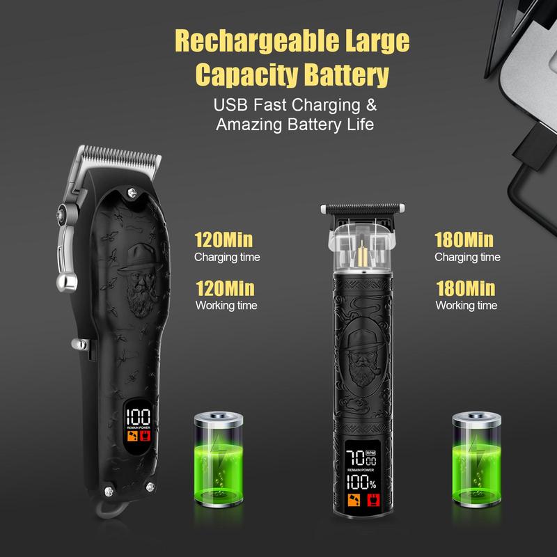 Professional Hair Clipper, USB Rechargeable Wireless Hair Clipper, Men's Hair Cutting Kit with Digital Display, Precise Comfort, Birthday Gift