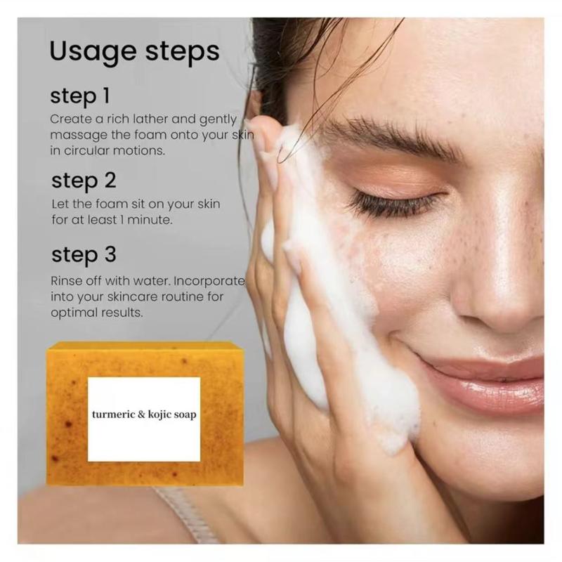 3PCS Lemon Turmeric KojicAcid Soap, Turmeric & KojicAcid Brightening Soap, DarkSpot Remove, Soap Body CareBody Wash Lemon Flawless Organicr, KojicAcid Soap