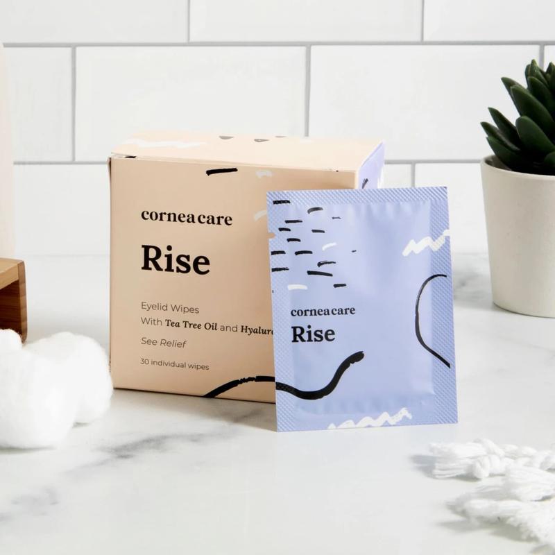 Rise Eyelid Wipes, Tea Tree Oil, Hyaluronic Acid, Dry Eye Relief, Cleansing, Skincare, Travel-friendly, Makeup Remover Radiant