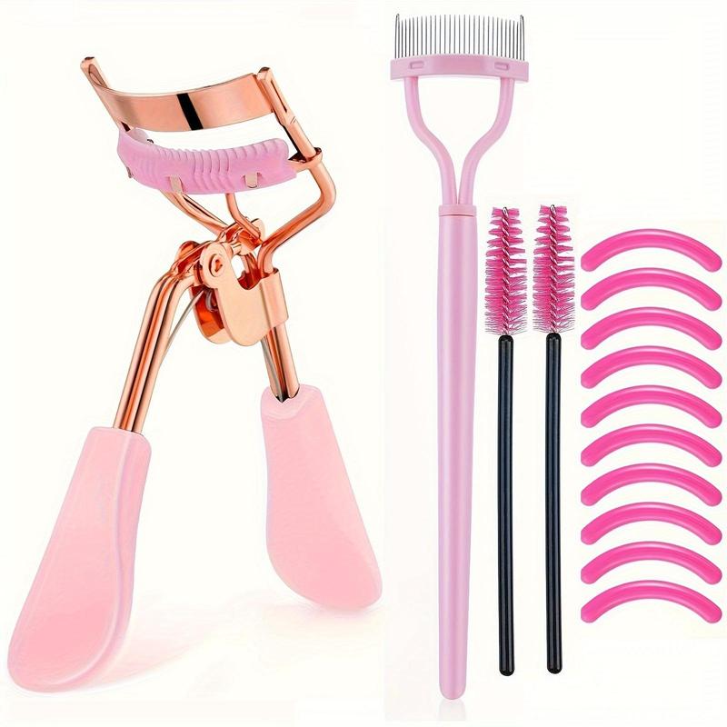 Eyelash Curler & Eyebrow Brush Set, 1 Eyelash Curler & 2 Brushes & 1 Count Lash Comb Separator & 10 Silicone Refills, Eye Makeup Tools, Lashes Extension Kit, Fall Gift, Russian Makeup, Christmas Gift