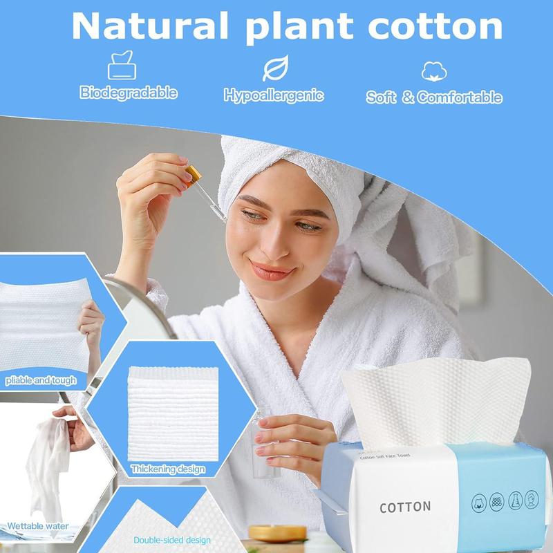 Disposable Face Towel, 1 2 4 Packs Soft Cotton Facial Dry Wipes, Multi-purpose Facial Cleansing Towel for Skin Care, Makeup Remover, Perfect for Home Outdoor Travel