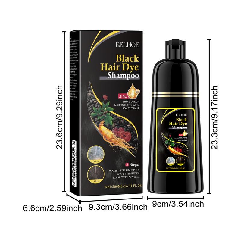 EELHOE brown Hair Dye Shampoo 3 in 1 for Women & Men 100% Gray Hair Coverage - Herbal Ingredients -Champu Con Tinte Para Canas Haircare Bowl Color Ginseng