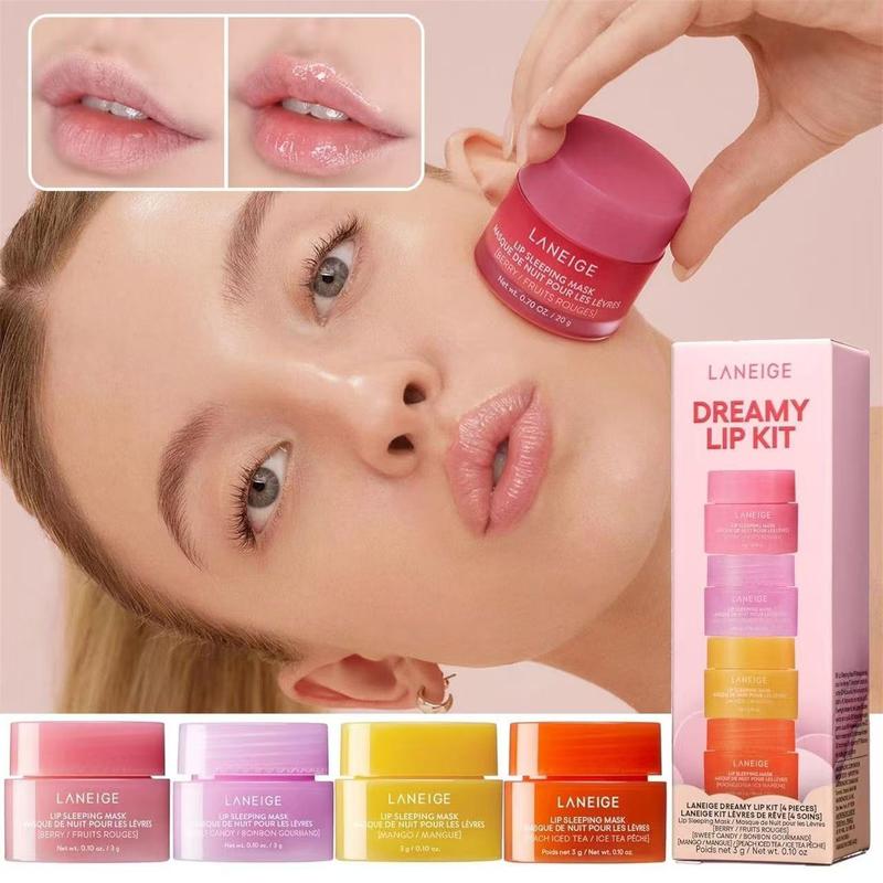 LANElGE black friday deals 2024 LipSleeping Mask, 4 Pcs Lip Balm SetMini Day And Night Repair Lip Balm,Moisturizing Lip Mask, Natural Bright,Provides Advanced Sunscreen, RepairDry Lips