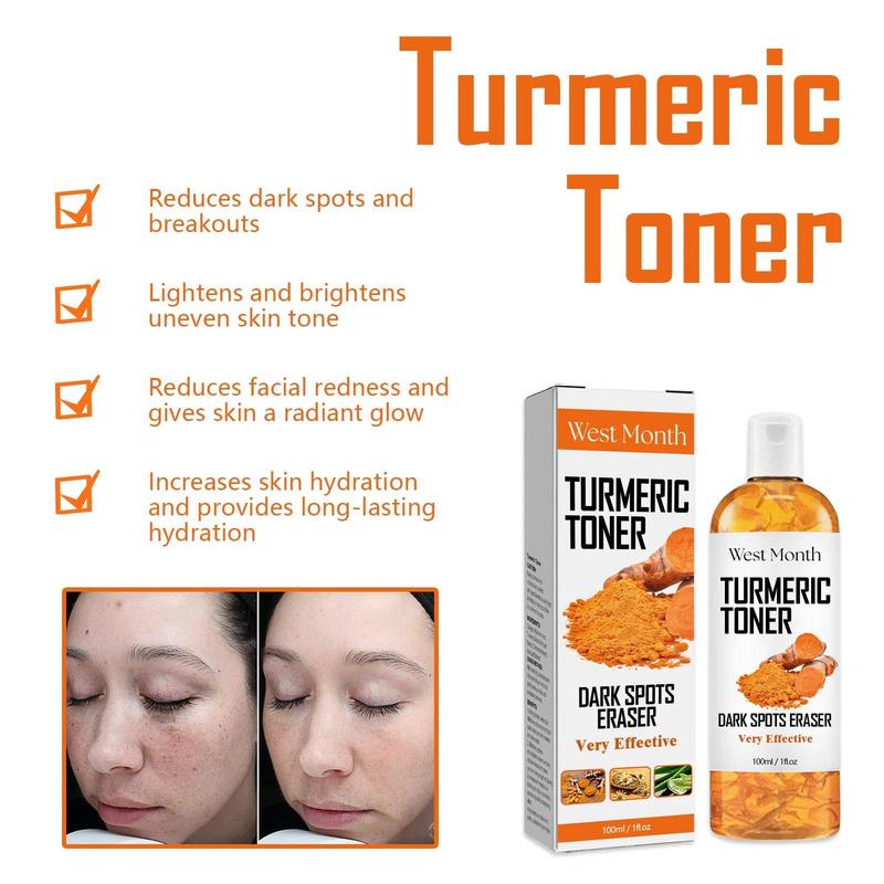 West&Month Turmeric Brightening Toner with Collagen and Mint Leaf Extract, 100ml - Facial Skincare for Skin Repair and Comfort