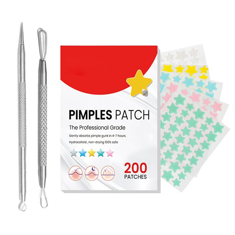 200PCS Acne Patch with Acne needle, Star Shaped Hydrocolloid Acne Patch, Facial Skin Care Accessories for All Skin Types