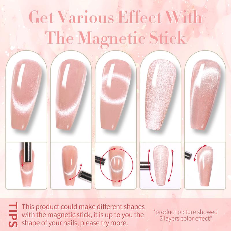 BORN PRETTY Pink Nude Cat Magnetic Gel Nail Polish With Magnetic Stick Low Shipping fee Cat Eye Polish Gel 15ml One Bottle French Nail Art Christmas Gift DIY At Home Nail Care