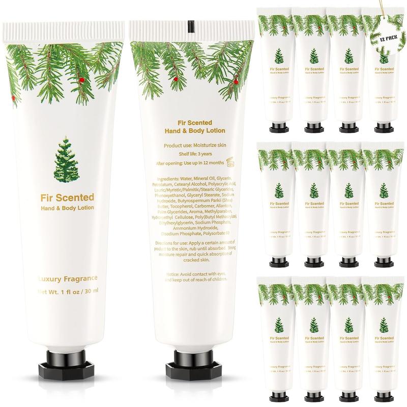 Leelosp 12 Pcs Christmas Fir Scented Hand Creams Bulk Cedar Pine Body Hand Lotion Gifts Christmas Party Gifts Stocking Stuffers Appreciate Gifts for Women Men Employee Staff Coworkers Teachers Nurses