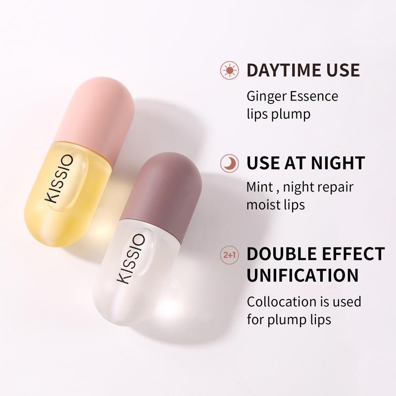 KISSIO Lip Plumper Set,Refer to reviews before purchasing,the effect varies from person to person. If you don't meet your expectations, please seek help from customer service. Very Small Package, Easy to Carry,Natural Lip Care,Day and Night use(4PCS)