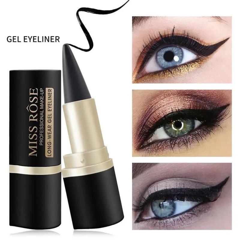 Natural Black Eyeliner cream WaterproofLong-lasting Quick Dry Eye Liner Pen MakeupTools Eyeliner Pencil Cosmetics Lipliner Brush Daily