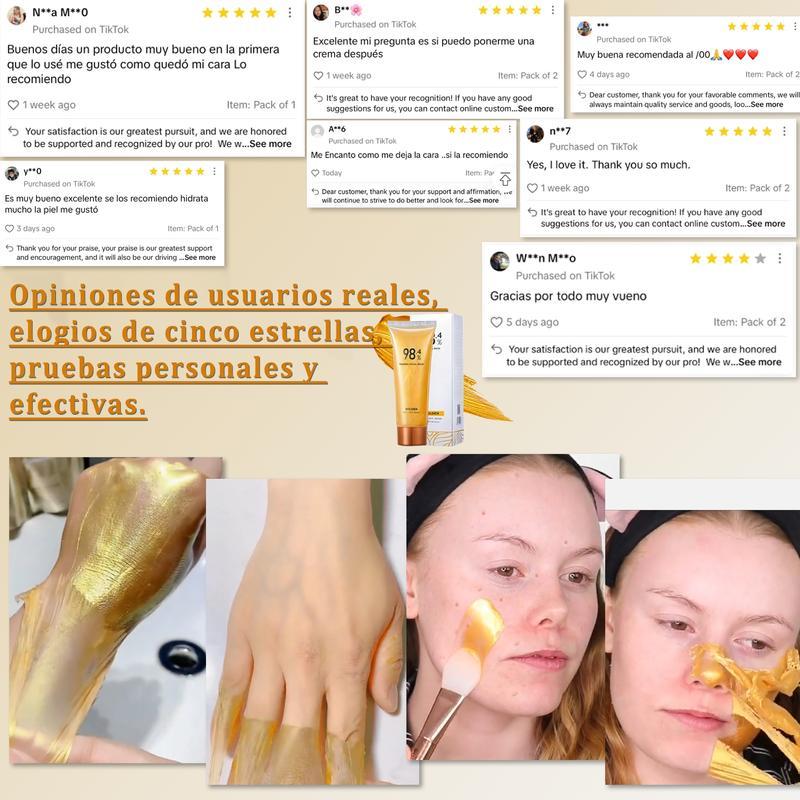 98.4% Gold Peel-0ff Mask -3-in-1 Anti-Wrinkle, Blackhead Removal &Hydrating, with Rosa Damascena, HamamelisVirginiana,& Tremella Fuciformis | 2.82 0Z