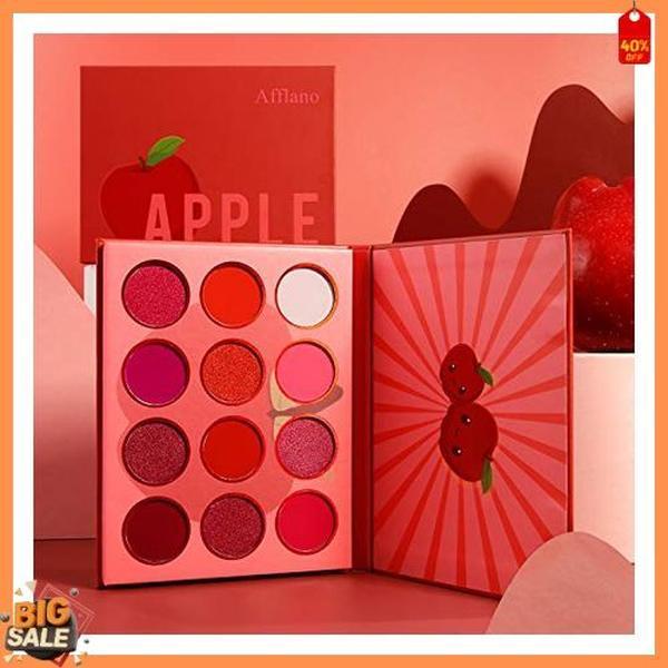 Afflano Red Eyeshadow Palette Makeup, Ultra Pigmented and Blending Bright Dark Hot True Red Eye Shade 12 Color, Cruelty Free Velvet Matte Shimmer Warm Fall Sunset Pink Red Eye Shadow Pallet