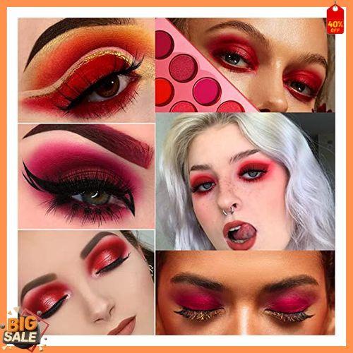 Afflano Red Eyeshadow Palette Makeup, Ultra Pigmented and Blending Bright Dark Hot True Red Eye Shade 12 Color, Cruelty Free Velvet Matte Shimmer Warm Fall Sunset Pink Red Eye Shadow Pallet