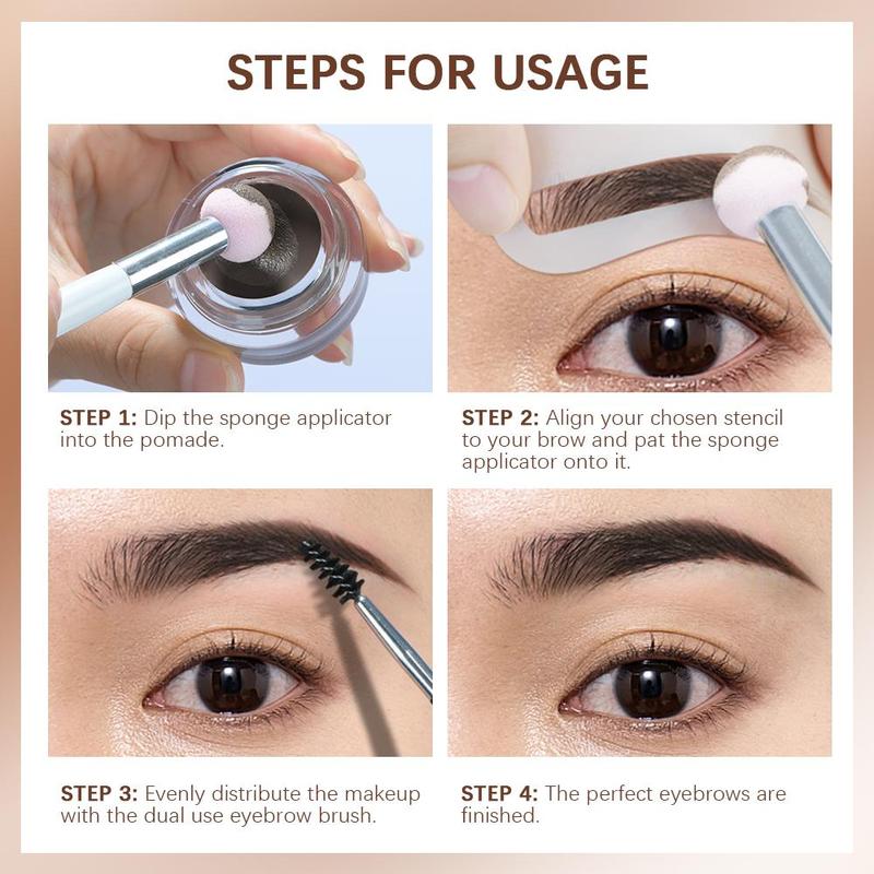 Brow Pomade Kit, 1 Set Long Lasting Eyebrow Makeup Kit, Including Eye Brow Makeup Sponge, Eyebrow Brush, Eyebrow Stencil, Eye Brow Styling Kit, Cosmetic Beauty Supplies for Girls and Women