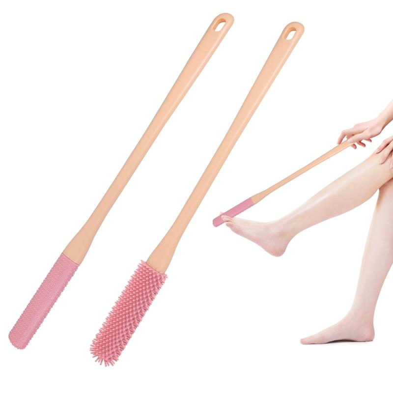 Toe Cleaning Brush, 2 Counts Foot Scrubber with Long Handle, Silicone Foot Brush, Soft Skin Exfoliation Lotion Applicator for Foot