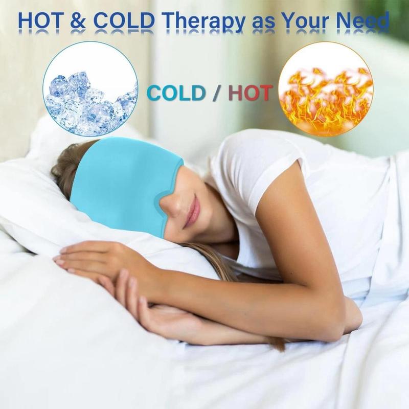 Ice Pack Headache Cap, Adjustable Facial Cold Compress Cooling Gel Head Wrap, Soothing Headache Cap for Tension, Stress and Hangover Relief